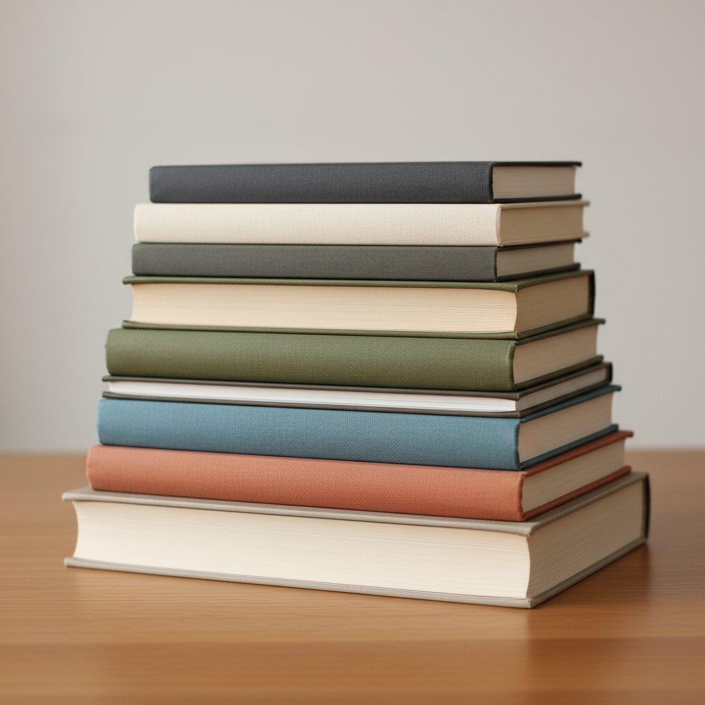 Gestapelte gedruckte Bücher verschiedener Formate
